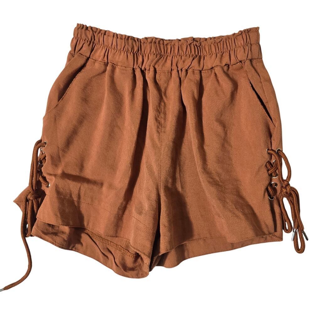 Shein Orange Shorts Tie Sides Size Medium (Fits like a xs)